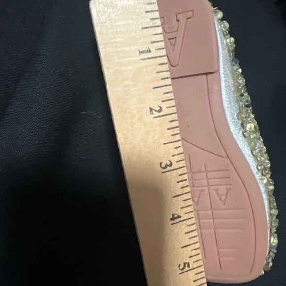 HSHTX sequin princess leather silver ballet flats with hook and loop ankle strap - Picture 10 of 10